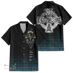 ScotsTee Shop Scottish Carmichael Ancient Clan Crest Tartan Alba Gu Brath Celtic Inspired Tartan Short Sleeve Shirt