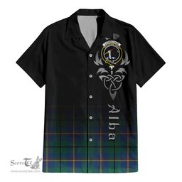ScotsTee Shop Scottish Carmichael Ancient Clan Crest Tartan Alba Gu Brath Celtic Inspired Tartan Short Sleeve Shirt
