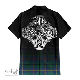 ScotsTee Shop Scottish Carmichael Ancient Clan Crest Tartan Alba Gu Brath Celtic Inspired Tartan Short Sleeve Shirt