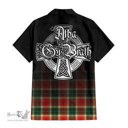 ScotsTee Shop Scottish Gibsone (Gibson-Gibbs) Clan Crest Tartan Alba Gu Brath Celtic Inspired Tartan Short Sleeve Shirt