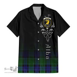 ScotsTee Shop Scottish Haldane Clan Crest Tartan Alba Gu Brath Celtic Inspired Tartan Short Sleeve Shirt
