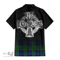 ScotsTee Shop Scottish Haldane Clan Crest Tartan Alba Gu Brath Celtic Inspired Tartan Short Sleeve Shirt