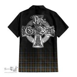 ScotsTee Shop Scottish Farquharson Weathered Clan Crest Tartan Alba Gu Brath Celtic Inspired Tartan Short Sleeve Shirt