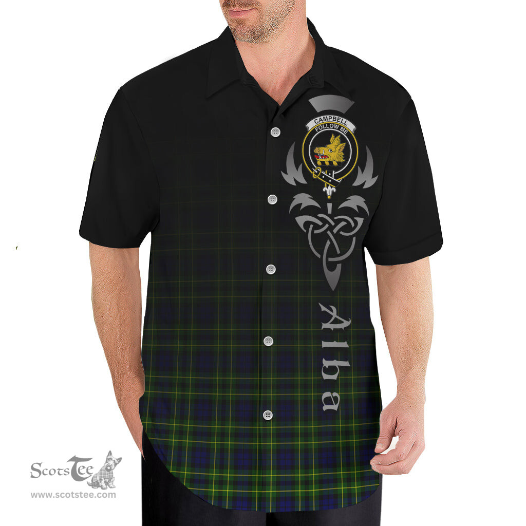 ScotsTee Shop Scottish Campbell of Breadalbane Modern Clan Crest Tartan Alba Gu Brath Celtic Inspired Tartan Short Sleeve Shirt