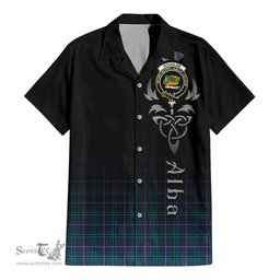 ScotsTee Shop Scottish Douglas Modern Clan Crest Tartan Alba Gu Brath Celtic Inspired Tartan Short Sleeve Shirt