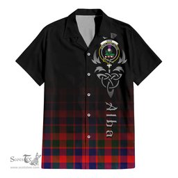 ScotsTee Shop Scottish Gow of Skeoch Clan Crest Tartan Alba Gu Brath Celtic Inspired Tartan Short Sleeve Shirt