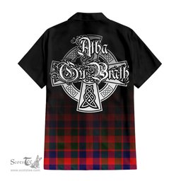 ScotsTee Shop Scottish Gow of Skeoch Clan Crest Tartan Alba Gu Brath Celtic Inspired Tartan Short Sleeve Shirt