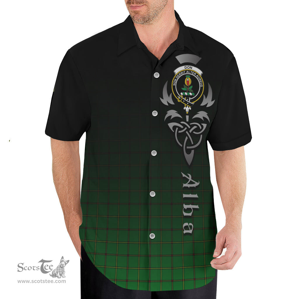 ScotsTee Shop Scottish Don Clan Crest Tartan Alba Gu Brath Celtic Inspired Tartan Short Sleeve Shirt