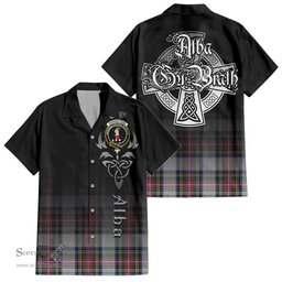 ScotsTee Shop Scottish Dennistoun Clan Crest Tartan Alba Gu Brath Celtic Inspired Tartan Short Sleeve Shirt