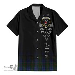ScotsTee Shop Scottish Colquhoun Clan Crest Tartan Alba Gu Brath Celtic Inspired Tartan Short Sleeve Shirt