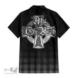 ScotsTee Shop Scottish Douglas Grey Clan Crest Tartan Alba Gu Brath Celtic Inspired Tartan Short Sleeve Shirt