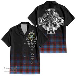 ScotsTee Shop Scottish Crichton Clan Crest Tartan Alba Gu Brath Celtic Inspired Tartan Short Sleeve Shirt
