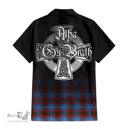 ScotsTee Shop Scottish Crichton Clan Crest Tartan Alba Gu Brath Celtic Inspired Tartan Short Sleeve Shirt