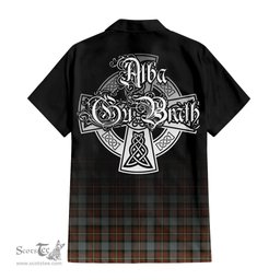 ScotsTee Shop Scottish Ferguson Weathered Clan Crest Tartan Alba Gu Brath Celtic Inspired Tartan Short Sleeve Shirt