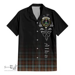 ScotsTee Shop Scottish Ferguson Weathered Clan Crest Tartan Alba Gu Brath Celtic Inspired Tartan Short Sleeve Shirt