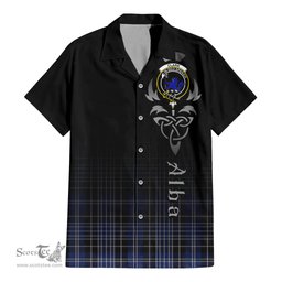 ScotsTee Shop Scottish Clark (Lion) Clan Crest Tartan Alba Gu Brath Celtic Inspired Tartan Short Sleeve Shirt