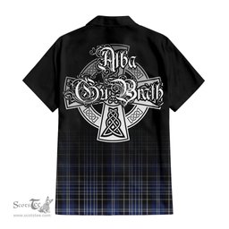 ScotsTee Shop Scottish Clark (Lion) Clan Crest Tartan Alba Gu Brath Celtic Inspired Tartan Short Sleeve Shirt