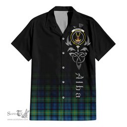 ScotsTee Shop Scottish Gordon Ancient Clan Crest Tartan Alba Gu Brath Celtic Inspired Tartan Short Sleeve Shirt