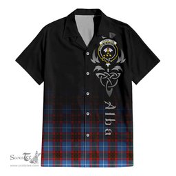 ScotsTee Shop Scottish Congilton Clan Crest Tartan Alba Gu Brath Celtic Inspired Tartan Short Sleeve Shirt