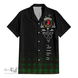 ScotsTee Shop Scottish Halkerston Clan Crest Tartan Alba Gu Brath Celtic Inspired Tartan Short Sleeve Shirt