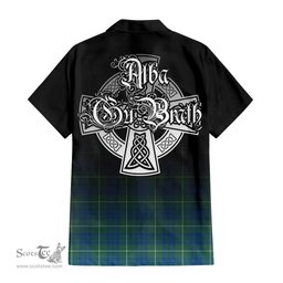 ScotsTee Shop Scottish Hamilton Hunting Ancient Clan Crest Tartan Alba Gu Brath Celtic Inspired Tartan Short Sleeve Shirt