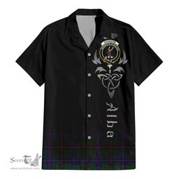 ScotsTee Shop Scottish Davidson Modern Clan Crest Tartan Alba Gu Brath Celtic Inspired Tartan Short Sleeve Shirt