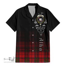 ScotsTee Shop Scottish Heron Clan Crest Tartan Alba Gu Brath Celtic Inspired Tartan Short Sleeve Shirt