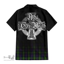 ScotsTee Shop Scottish Farquharson Clan Crest Tartan Alba Gu Brath Celtic Inspired Tartan Short Sleeve Shirt