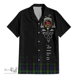 ScotsTee Shop Scottish Farquharson Clan Crest Tartan Alba Gu Brath Celtic Inspired Tartan Short Sleeve Shirt