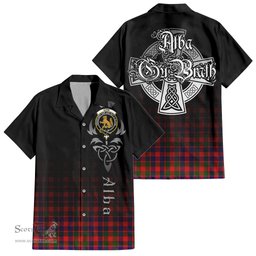 ScotsTee Shop Scottish Gow Modern Clan Crest Tartan Alba Gu Brath Celtic Inspired Tartan Short Sleeve Shirt