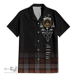 ScotsTee Shop Scottish Cameron of Erracht Weathered Clan Crest Tartan Alba Gu Brath Celtic Inspired Tartan Short Sleeve Shirt