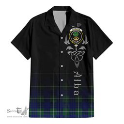 ScotsTee Shop Scottish Hamilton Hunting Modern Clan Crest Tartan Alba Gu Brath Celtic Inspired Tartan Short Sleeve Shirt