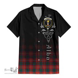 ScotsTee Shop Scottish Chisholm Ancient Clan Crest Tartan Alba Gu Brath Celtic Inspired Tartan Short Sleeve Shirt