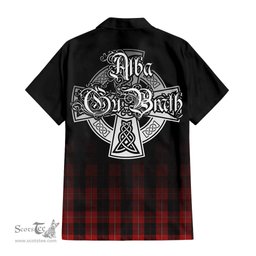ScotsTee Shop Scottish Cunningham Clan Crest Tartan Alba Gu Brath Celtic Inspired Tartan Short Sleeve Shirt