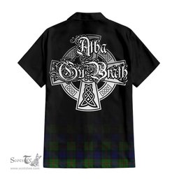 ScotsTee Shop Scottish Dundas Modern Clan Crest Tartan Alba Gu Brath Celtic Inspired Tartan Short Sleeve Shirt