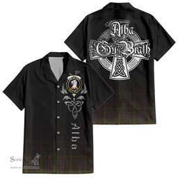 ScotsTee Shop Scottish Hall Clan Crest Tartan Alba Gu Brath Celtic Inspired Tartan Short Sleeve Shirt