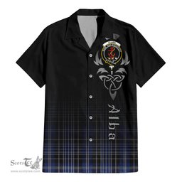 ScotsTee Shop Scottish Clark Clan Crest Tartan Alba Gu Brath Celtic Inspired Tartan Short Sleeve Shirt