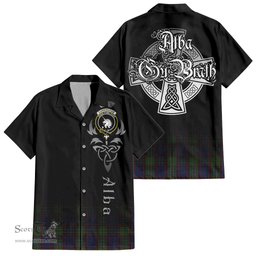 ScotsTee Shop Scottish Cunningham Hunting Clan Crest Tartan Alba Gu Brath Celtic Inspired Tartan Short Sleeve Shirt