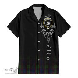 ScotsTee Shop Scottish Cunningham Hunting Clan Crest Tartan Alba Gu Brath Celtic Inspired Tartan Short Sleeve Shirt