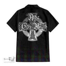 ScotsTee Shop Scottish Cunningham Hunting Clan Crest Tartan Alba Gu Brath Celtic Inspired Tartan Short Sleeve Shirt
