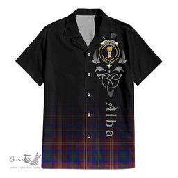 ScotsTee Shop Scottish Chisholm Hunting Modern Clan Crest Tartan Alba Gu Brath Celtic Inspired Tartan Short Sleeve Shirt