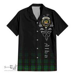 ScotsTee Shop Scottish Douglas Black Clan Crest Tartan Alba Gu Brath Celtic Inspired Tartan Short Sleeve Shirt
