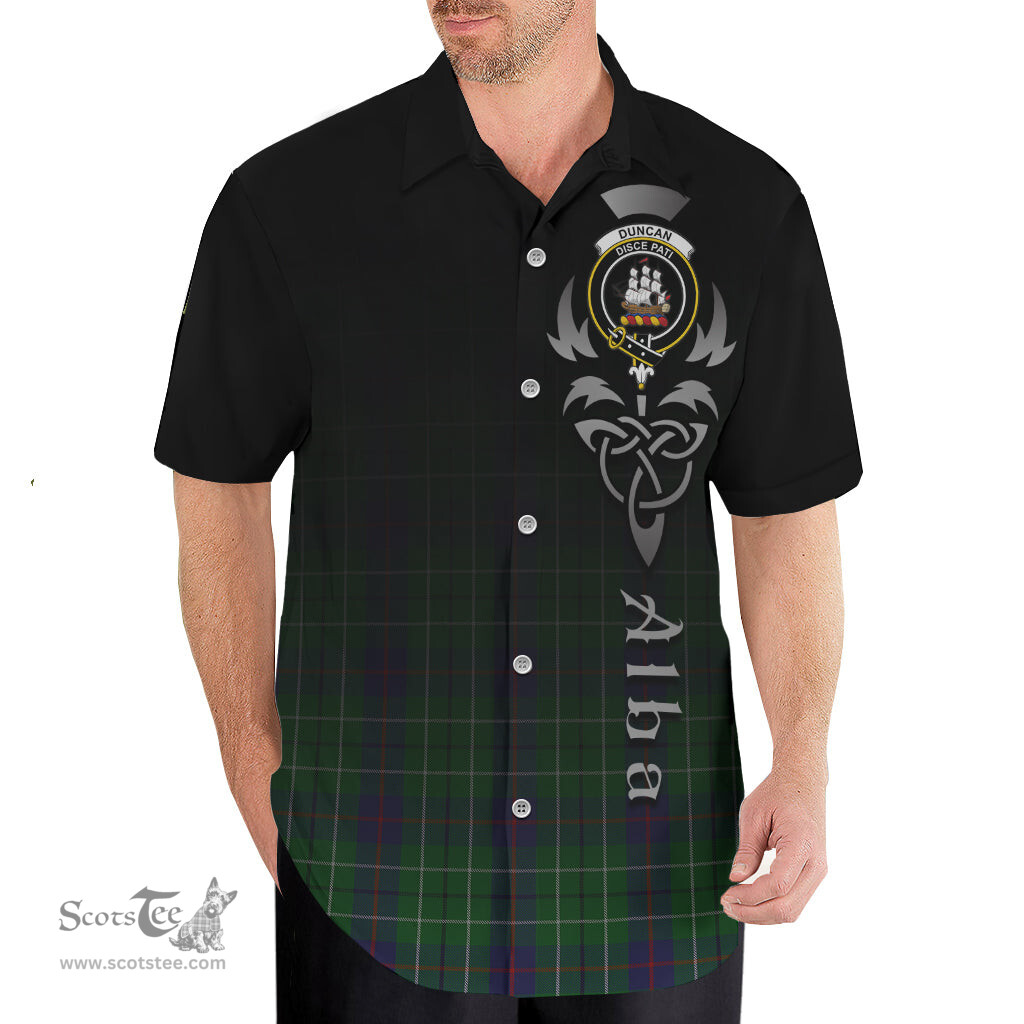 ScotsTee Shop Scottish Duncan Clan Crest Tartan Alba Gu Brath Celtic Inspired Tartan Short Sleeve Shirt
