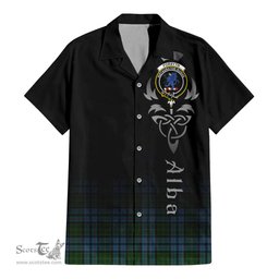 ScotsTee Shop Scottish Forsyth Clan Crest Tartan Alba Gu Brath Celtic Inspired Tartan Short Sleeve Shirt