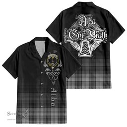 ScotsTee Shop Scottish Glendinning Clan Crest Tartan Alba Gu Brath Celtic Inspired Tartan Short Sleeve Shirt