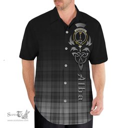 ScotsTee Shop Scottish Glendinning Clan Crest Tartan Alba Gu Brath Celtic Inspired Tartan Short Sleeve Shirt