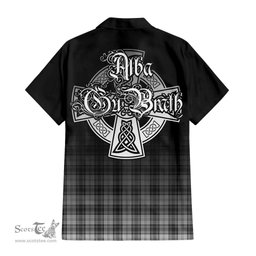 ScotsTee Shop Scottish Douglas Grey Modern Clan Crest Tartan Alba Gu Brath Celtic Inspired Tartan Short Sleeve Shirt