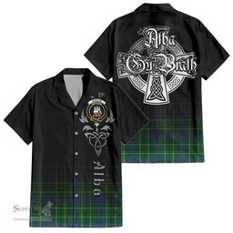 ScotsTee Shop Scottish Duncan Ancient Clan Crest Tartan Alba Gu Brath Celtic Inspired Tartan Short Sleeve Shirt