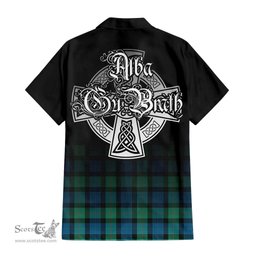 ScotsTee Shop Scottish Gunn Ancient Clan Crest Tartan Alba Gu Brath Celtic Inspired Tartan Short Sleeve Shirt