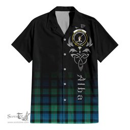 ScotsTee Shop Scottish Gunn Ancient Clan Crest Tartan Alba Gu Brath Celtic Inspired Tartan Short Sleeve Shirt